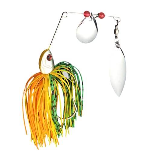 Moynagh Double Willows Silicone Skirt Spinner Lures Baits Artificial Fishing Baits Swim Jigs Baits for Freshwater Saltwater