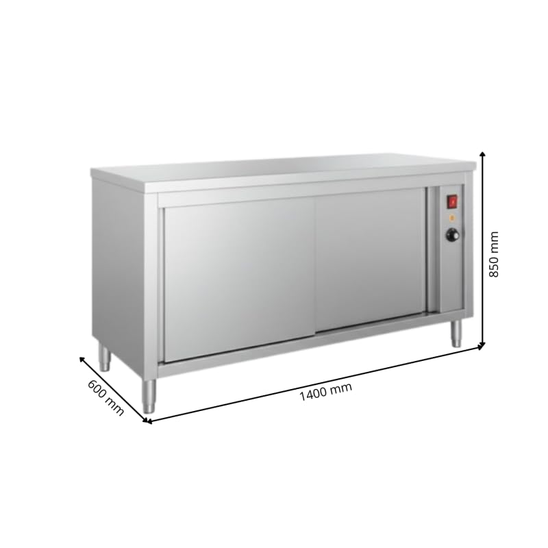 Meuble Chauffant Central 1400 x 600 mm – 1200W – Inox – Armoire Chauffante Professionnelle