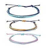 Zhepin 3PCS Braided Rope Bracelet Set Handmade Waterproof Wrap Bracelet Charm Woman Kids