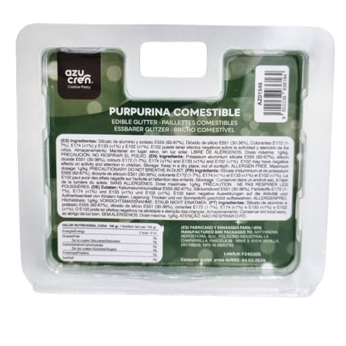 Azucren, Essbarer Glitter, Tortendekoration, Glitter für Getränke, Ideal zum Verzieren von Torten, Fondant, Buttercreme und Getränken, Farbe Weihnachtsgrün, 5 Gramm. AZUSHINE