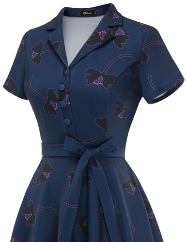 Image of Wedtrend Women's Vintage Tea Dress, Short Sleeve Cocktail Party Dress Work Church Casual Dress