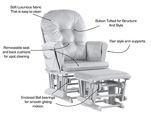 Suite Bebe Carson Glider And Ottoman In White Wood And Woven Gray Fabric #TOP5