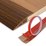 Floor Transition Strip Vinyl Door Threshold Ramp Self Adhesive Carpet Edging Strip Doorway Edge Trim, Overlap Edge Reducer for Laminate Carpet, Floor, Tile (Brown Wood Grain, 1/5' to 2/5', 3.3Ft)