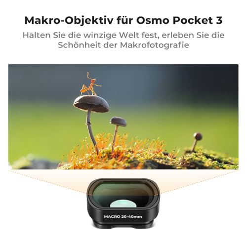 K&F CONCEPT kompatibel mit DJI Osmo Pocket 3/4, 10X Vergrößerung Objektiv für Makrofotografie Nahaufnahme HD Makro-Fotografie-Objektiv, Osmo Pocket 3 Zubehör, Osmo Pocket 4 Zubehör