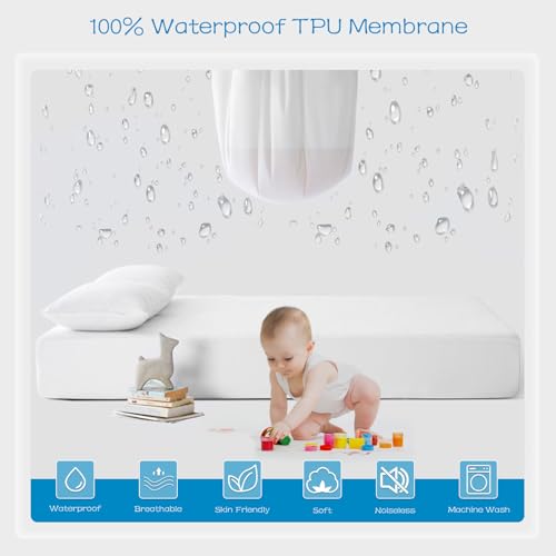 Image of GRT 10 Pack 100% Waterproof Mattress Protector Twin Size, Breathable & Noiseless Waterproof Mattress Cover Fitted Deep Pocket from 5 inch to 19 inch, Smooth Washable Twin Bed Protector - Vinyl Free