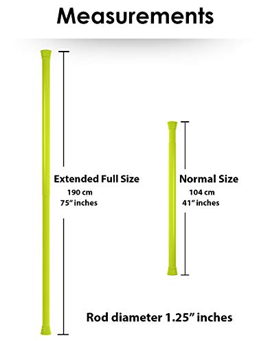 Image of Story@Home Curtain Rod 104-170 CM | Adjustable Rod Without Drilling | Extendable Shower Curtain Tension Rod | Rustproof Metal Curtain Rod Pipe | Stable Spring Installation | Neon Green