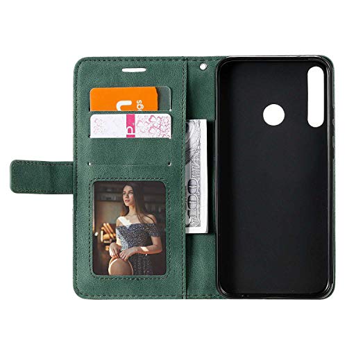 SONWO Case for Huawei Y7P Case, Premium Leather Flip Wallet Case Magnetic Closure Card Slots Kickstand Phone Case for Huawei Y7P, Green - Image 3