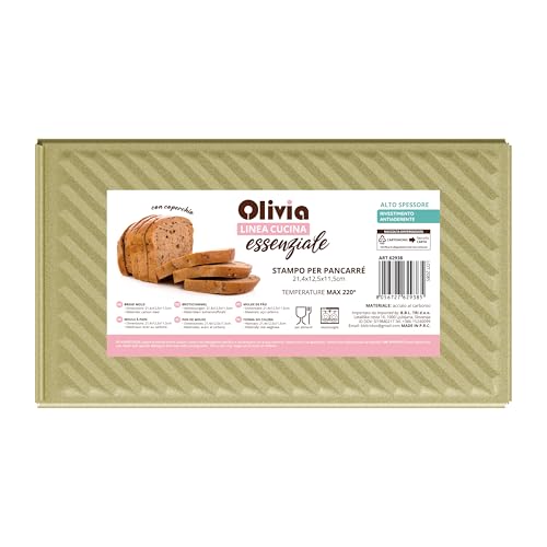 Stampo per pancarrè con coperchio antiaderente – teglia Pullman 21,4 x 12,5 x 11,5 cm in acciaio al carbonio, pane in cassetta e sandwich loaf, sformatura facile