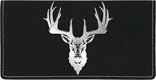 Big Horn Buck Laser Engraved Leatherette Checkbook Cover