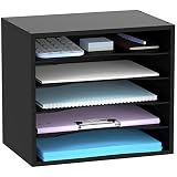 SHARKWOODS Wood Desktop Organizer with 5-Tier Storage, Paper Storage Mail Sorter, Wood File Holder w