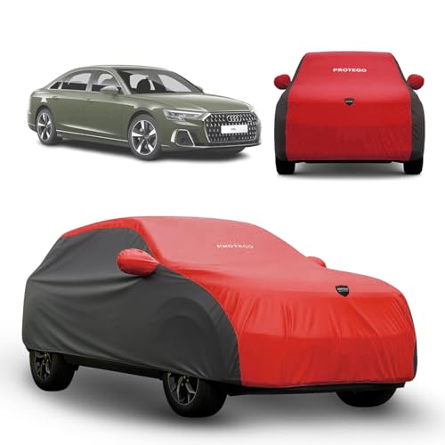 Image of PROTEGO Prime Series India's 1st Anti-Tear Car Cover for Audi A8 | Heavy-Duty, Custom Fit, All Weather Protection | 100% Waterproof, Windproof & Hail Resistant | 2-Year Warranty | Red + Black