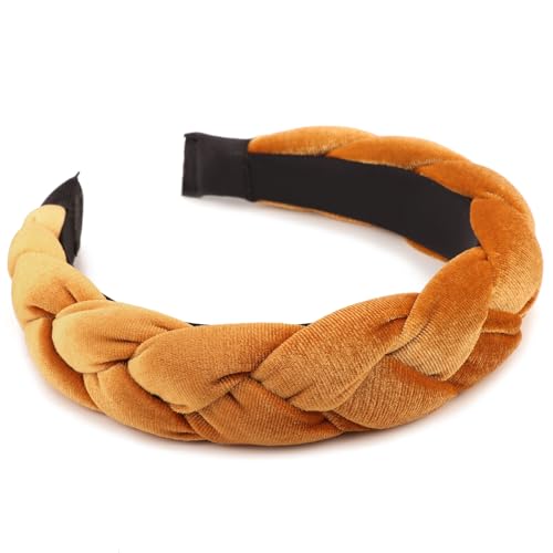 Image of DRESHOW Braided Headbands for Women Velvet Hair Hoop Elastic Criss Cross Hair Bands Accessories