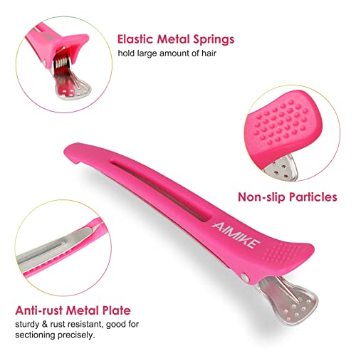 Neon Hair Clips, Aimike 12 Pcs Salon Hair Clips For Styling Sectioning, Duck Billed Hair Roller Clips, Professional Hair Styling Clips Sectioning, Hair Cutting Clips For Women, Hairdresser - 4.3” Long #TOP2