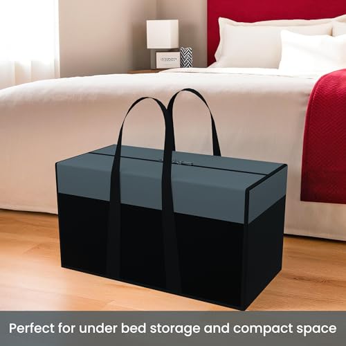 Image of Kuber Industries (Pack of 3) Storage Bag | Wardrobe Clothes Organizer | Foldable Zipper Cloth Bag | Closet Organizer | Waterproof Clothing-Bedding Bag | Medium | Black Patti | Grey