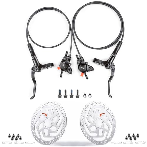 Cyclon MT200 MTB Hydraulic Brakes Set, Left Front 800mm Right Rear 1500mm Aluminum Alloy Hydraulic Bike Brakes, Dual Disc Piston Fit 160mm/180mm Rotors Bike Hydraulic Brakes