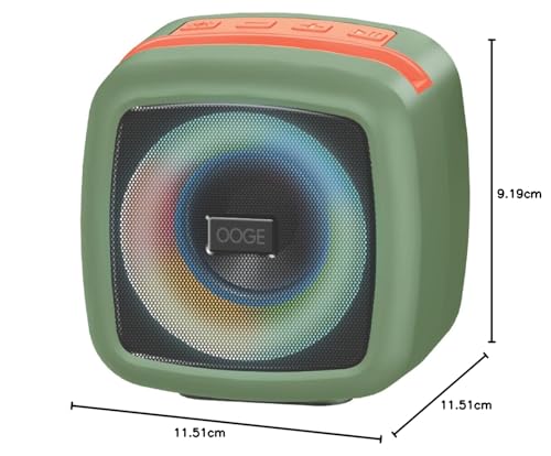 Image of OOGE Vibebox 1000 Bluetooth Speaker | 7W Wireless Speaker with AUX & USB Port | RGB Lights | Type-C Charging | Bluetooth 5.3 | Deep Bass | Compact & Stylish | Green