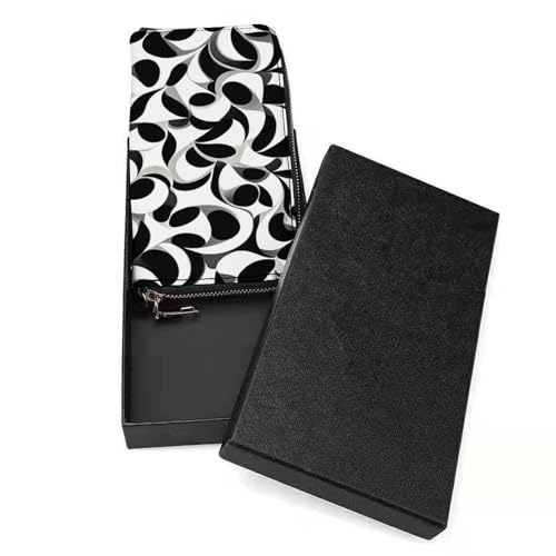 Abstract Black And White Pattern PU Leather Clutch Long Bifold Wallet, Coin Purse Credit Pass Case, Durable Card-Holder Money Storage for Women Men3