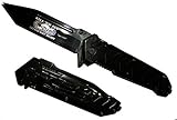 The X Bay 9' Black Kill'Em All LET GOD SORT'EM Out Heavy Duty Marines Tanto Blade Super Sharp Pocket Knife