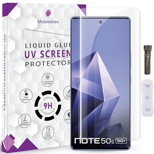 Image of Advanced HD+ UV Tempered Glass Screen Protector For infinix Note 50s 5G (6.78 Inch, Pack of 1) Full Adhesive UV Curved Screen Guard, Case Friendly with installation kit