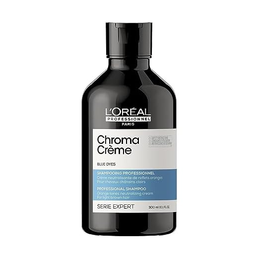 L’Oréal Professionnel | Champú neutralizante de tonos anaranjados, Para cabellos castaños, Textura cremosa con pigmentos azules, Chroma Crème, SERIE EXPERT, 300 ml