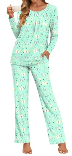 Anymeet Womens Pajama Set Long Sleeve 2 Piece Winter Ladies Sleepwear Soft PJs Comfy Lounge Sets with Pockets2