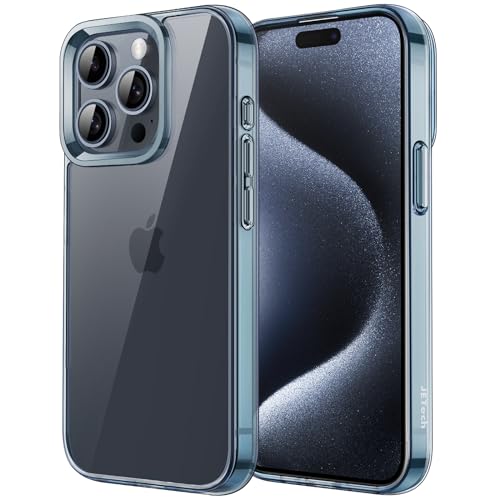 Image of JETech Cover Case for iPhone 15 Pro 6.1-Inch, Non-Yellowing Shockproof Phone Bumper Cover, Anti-Scratch Clear Back (Blue)