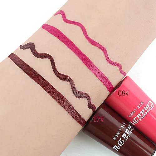 Evpct 2Pcs Wine Dark Red Liquid Eyeliner Colorful Set Waterproof Colored Color Eye Liners For Women Stamps Shapes For Eyes Delineadores De Colores Para Ojos Delineador De Ojos Contra El Agua 08&17 #TOP4