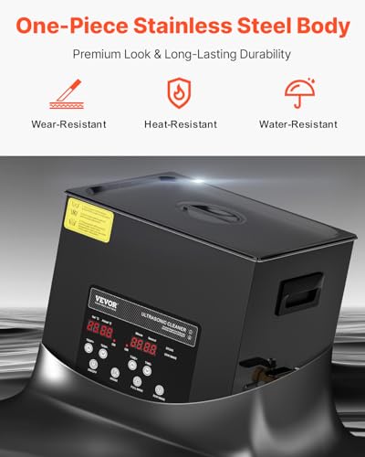 Image of VEVOR Ultrasonic Cleaner, 10L, 600W Heating Power Ultra Sonic Cleaning Machine with Gentle Mode & Upgraded Degassing, 4 PCS Transducers, 40kHz Industrial Ultrasound Cleaner for Jewelry, Beakers, Tools