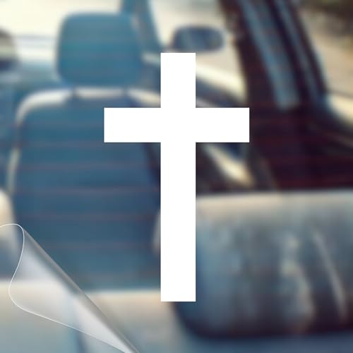 Cross - Christian Jesus Cross Car Vinyl Decal Bumper Sticker for Car Wall Window Vehicle Weather Resistant Viral (1 White)