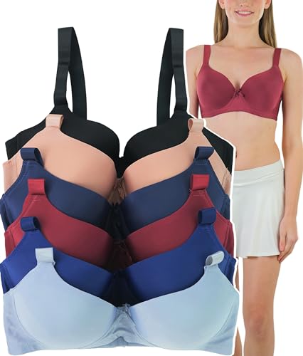 Image of ToBeInStyle Women's Pack of 6 Padded Assorted Styles Supportive Bras Cup Size - A to DDD