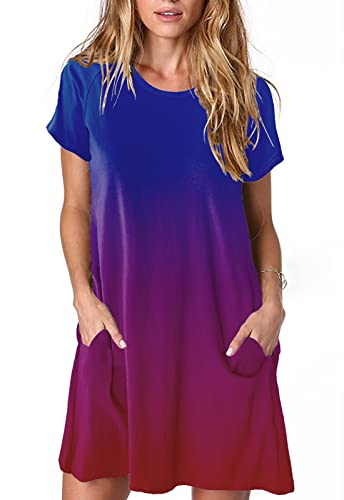 Image of Alaster Women's Casual Summer T Shirt Dress Loose Short Sleeve Tunic Dress with Pocket for Women