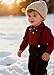 YALLET Toddler Baby Boy Clothes Polo Neck Long Sleeve Tops with Removable Bowtie + Overalls Fall Winter Outfits Set(4-5T, Red/Black)