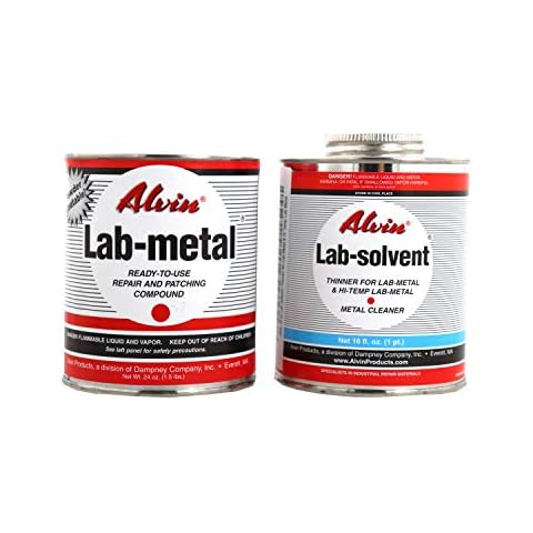 Alvin 24 oz Lab Metal & 16 oz Lab Solvent Kit Putty Dent Filler & Patching Compound Epoxy Cover