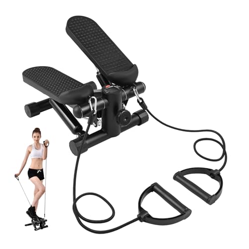 Lixada Swing Stepper, Mini-Stepper für Übungen zu Hause mit Widerstandsbändern, Kapazität 100 kg, Treppenstepper, Ganzheitliches Schulung