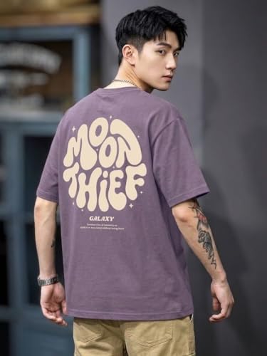Image of SMOWKLY Men's T Shirt | Round Neck Half Sleeve Casual T Shirt for Men | Regular Fit Solid Graphic Tee | Breathable Summer Tees | Stylish Comfortable Streetwear Fashion for Men