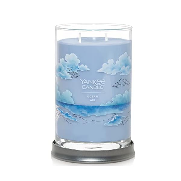 Yankee Candle Ocean Air Scented, Signature 20oz Large Tumbler 2-Wick Candle, Over 60 Hours of Burn Time