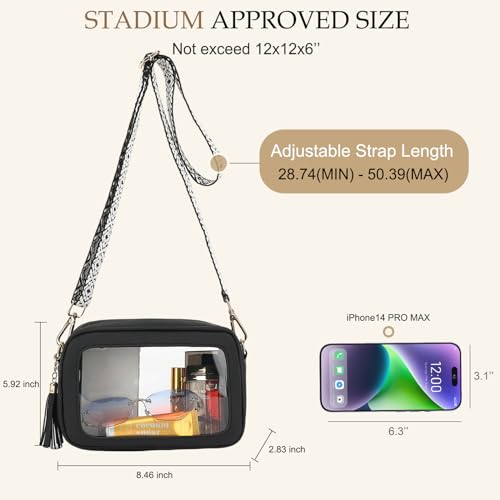 Image of LOXOMU Clear Crossbody Bag Stadium Approved - Waterproof Clear Purses for Women Stadium Bag with Adjustable Guitar Strap | Stadium Approved