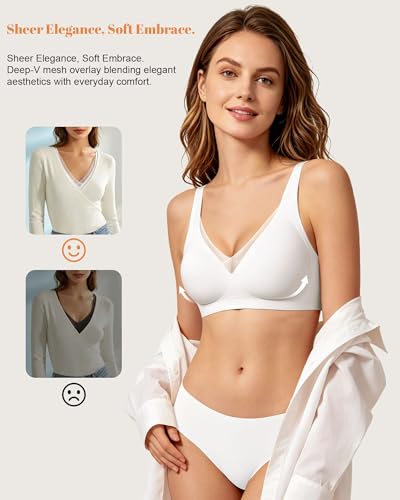 Image of As Fairy 2026 Bras for Women No Underwire Deep V Mesh Wireless Bra Jelly Supportive Seamless Soft Lift T-Shirt Bra