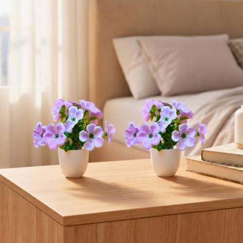 Image of fancymart Artificial Real Touch Flower Plant with Pot (Pack of 2), 16 cm Height, Decorative Faux Floral Plant for Home, Office, Living Room, Bedroom, Table & Shelf Decor