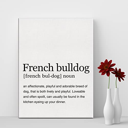 Lexsivo French Bulldog Definition Print Canvas Wall Art Home Office Decor Modern Dog Painting 12X15 Canvas Poster Framed Ready To Hang Dog Lovers Artwork #TOP3
