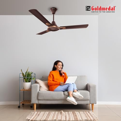 Image of Goldmedal Legacy Prime 1200mm 1 Star BEE Certified Star Rated Decorative Ceiling Fan | Superior Metallic Paint Finish| High Speed | 3 years Warranty|Pack of 1 (Espresso Brown)