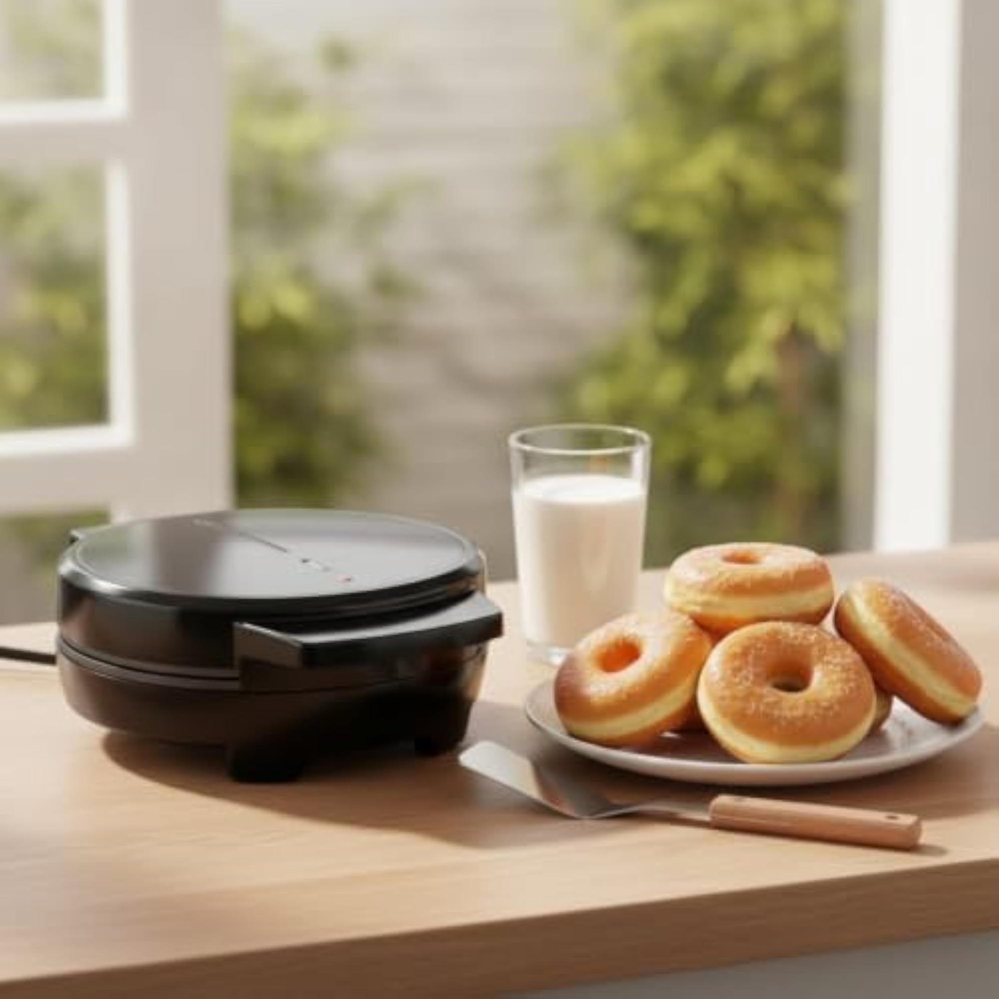 Non-Stick Electric Donut Maker, 1000W Baker Compact