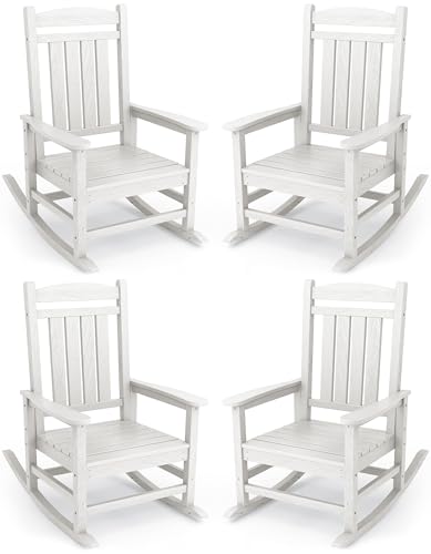 Oversized Outdoor Rocking Chair Set (4) in light white