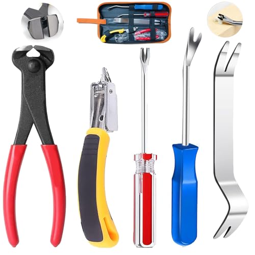 Puwany 5pcs Upholstery Staple Remover Tool with Nail Puller Pliers Tack Puller Staple Puller Nail Remover Tool for Furniture Floor Carpet Wall Wooden Case Photo FrameZipper Package.