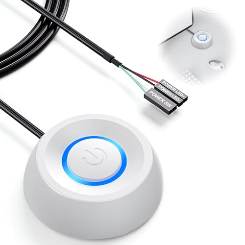 BOBOPACK Interruptor de Encendido para PC, Botón Externo de Alimentación Blanco, Interruptor Power Switch para Computadora, Accesorio PC para Encender/Apagar Gabinete(1.8m)