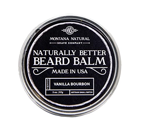 MNSC Small Batch Vanilla Bourbon Beard Balm for a Naturally Better Beard - All-Natural Beeswax and Plant-Based Oils, Petroleum-Free, Hypoallergenic, Handmade in USA