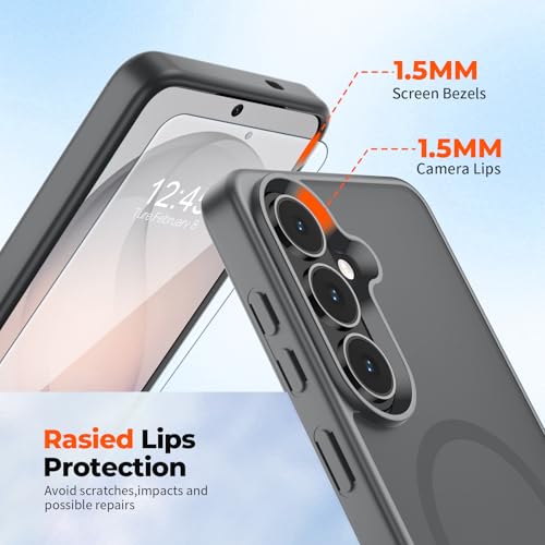 Image of SUPFINE Magnetic for Samsung Galaxy S26 Case with Screen Protector, (Built-in Magnets) (Military Grade Drop Protection) Slim Translucent Shockproof Phone Case,Titanium Gray