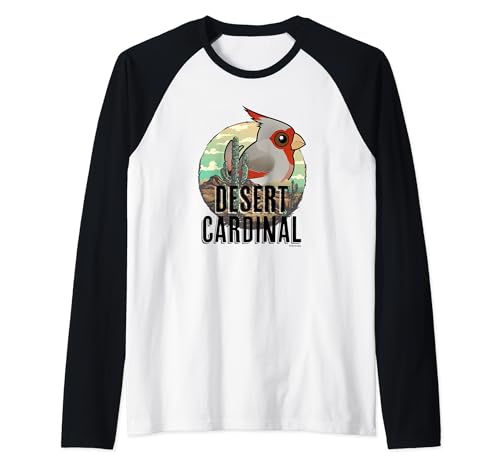 Cute Cartoon Pyrrhuloxia Desert Cardinal Birdorable Bird Raglan Baseball Tee