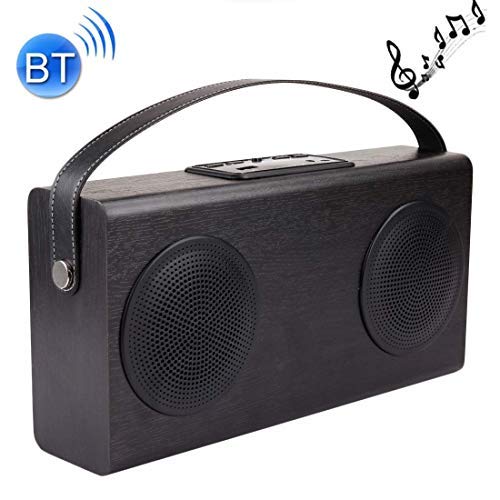 Tragbare Bluetooth-Lautsprecher mit eingebauten Subwoofer, Holz-Stereo mit Mikrofon, Hands-Free Stand und AUX und FM Line und USB Power Bank