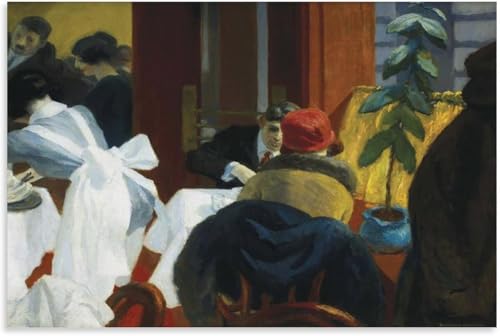 Affiche Edward Hopper New York Restaurant peinture toile retro 60x80cm